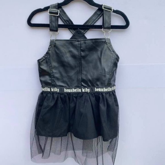 *NWT* 2T Faux leather dungaree Tulle dress - Picture 3 of 7